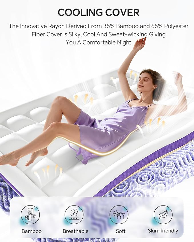 Dual Layer 4 Inch Memory Foam Mattress Topper California King - 2 Inch Gel Memory Foam and 2 Inch Pillow Top Mattress Pad,7-Zone Egg Crate California King Size Mattress Topper(White)
