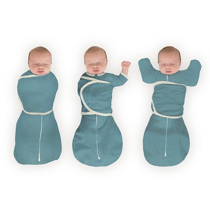 SwaddleDesigns 6-Way Omni Swaddle Sack Arms Up Swaddle for Newborn, More Options to Calm Startle Reflex, Improves Sleep, Easy Transition Baby Sleep Sack, Small, 0-3 Mo, 6-12 lbs, Heathered Teal
