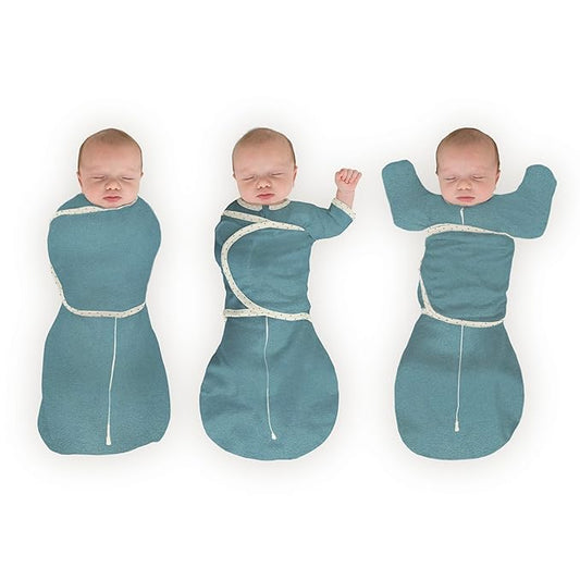 SwaddleDesigns 6-Way Omni Swaddle Sack Arms Up Swaddle for Newborn, More Options to Calm Startle Reflex, Improves Sleep, Easy Transition Baby Sleep Sack, Small, 0-3 Mo, 6-12 lbs, Heathered Teal