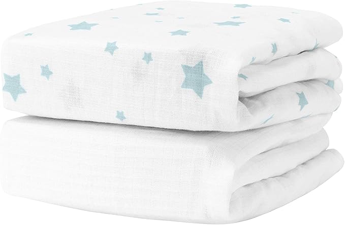 Newton Baby Fitted Crib Sheet (2-Pack) - Ultra Breathable and Soft, Organic Cotton, Fits All Standard Cribs, White Stardust