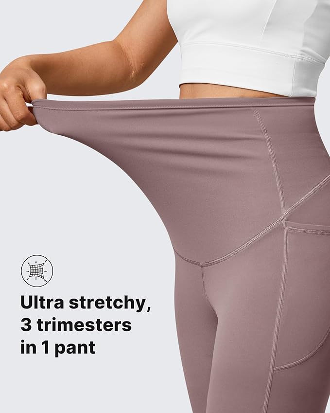 G4Free BareFeel Maternity Leggings with Pockets Over The Belly Stretchy Workout Yoga Pregnancy Pants