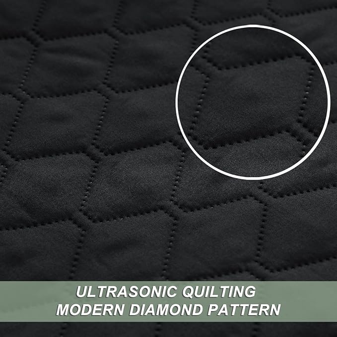 Exclusivo Mezcla Reversible California King Size Quilt Bedding Set with Pillow Shams, Lightweight Quilts Cal King Size, Soft Bedspreads Bed Coverlets for All Seasons - (Black, 112"x104")