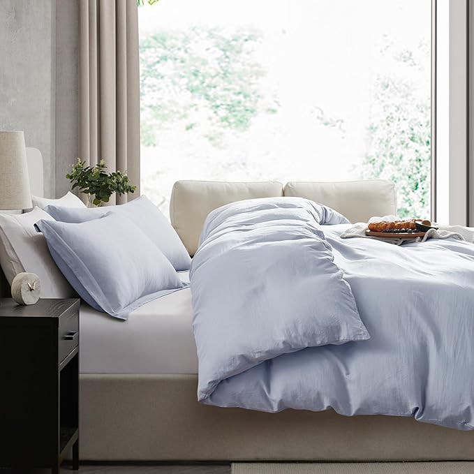 Nestl Ice Blue Duvet Cover Full Size - Soft Prewashed Full Size Duvet Cover Set, 3 Piece, with Zipper Closure, 1 Duvet Cover 80x90 inches and 2 Pillow Shams