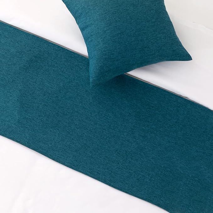 AMBERIS Bed Runner Blue, Imitation Linen Decorative Bed Scarf for Home Hotel (Pillowcases Sold Separately)