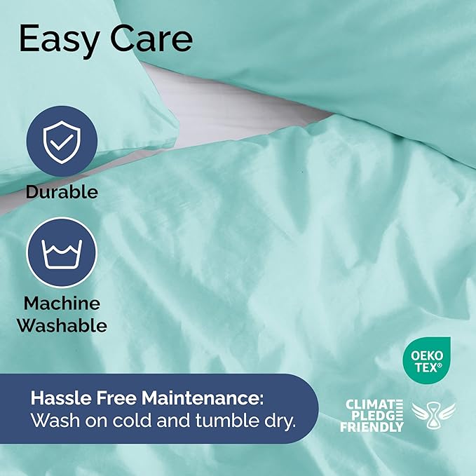 Duvet Cover Queen Size - Extra Soft Queen Size Duvet Cover - Lightweight & Breathable - Easy Care & Fade Free with Zipper Closures and Ties - 90" x 90" Inches - (Spa Blue) Comforter Not Included