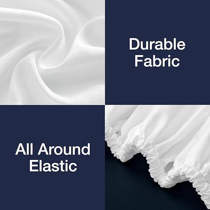 Casual Living Bed Skirt Wrap Around Ruffled Style Box Spring Cover Bed Skirts for Bedroom Decor Machine Washable Premium Bedding 15-Inch Drop Elastic Dust Ruffle, Twin/Twin XL, White