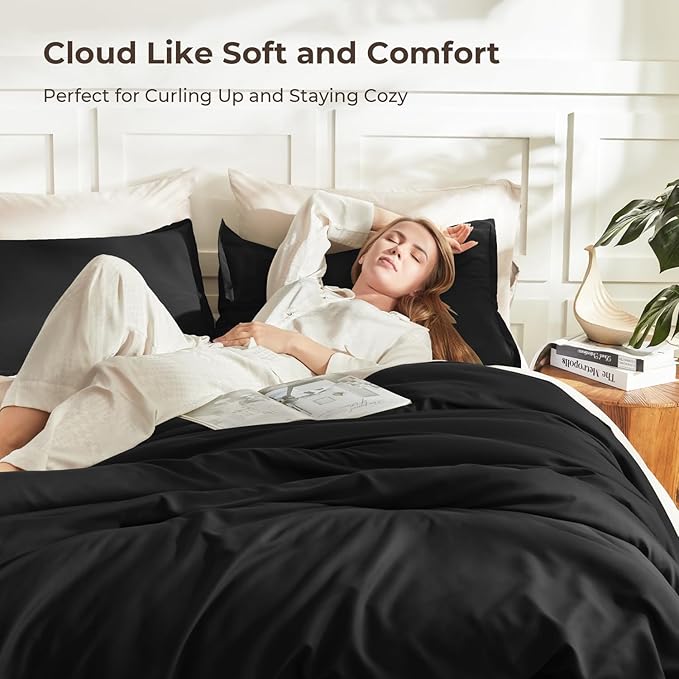 Litanika Twin XL Comforter Set Black - 2 Pieces Extra Long Bed Set for College Dorm, All Season Bedding Set for Girls and Boys
