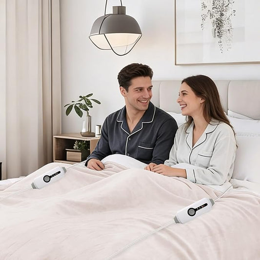 Electric Heated Blanket 84"x90" Queen Size Microplush Cover Blanket, 4 Heat Settings & 10 Hours Auto Off, Cozy & Warm for All Night, Machine Washable, Beige