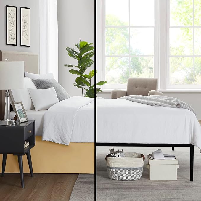 Nestl Gold Bed Skirt King Size - King Bed Skirt 14 Inch Drop - Brushed Microfiber Bed Skirts - Hotel Quality Pleated Bed Skirt - Shrinkage & Fade Resistant
