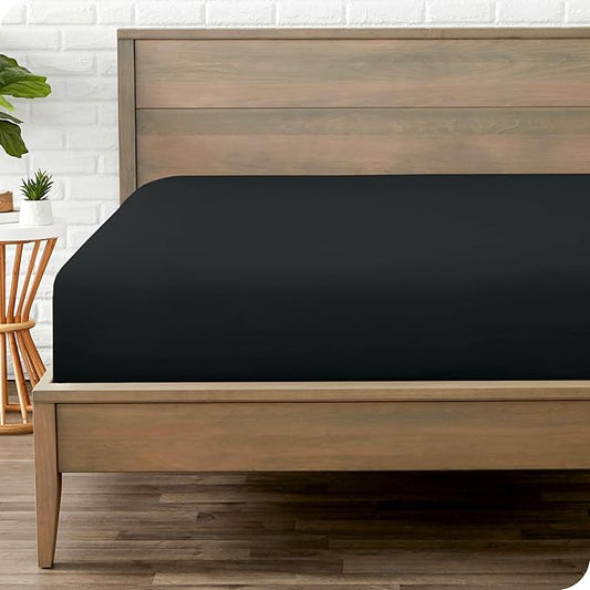 Bare Home Fitted Bottom Sheet Split Head Flex King Size - Premium 1800 Microfiber - Ultra-Soft Hotel Luxury - Deep Pocket - Durable and Long Lasting (Split Head Flex King, Black)