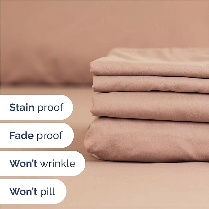 Split King 7 Piece Sheet Set - Comfy Breathable & Cooling - Ultra-Soft Hotel Luxury Bedding Set w/ 8-16 Inch Deep Pockets - 1 Flat & 2 Fitted Sheet & 4 Pillowcases - Wrinkle Free & Easy Care - Mauve