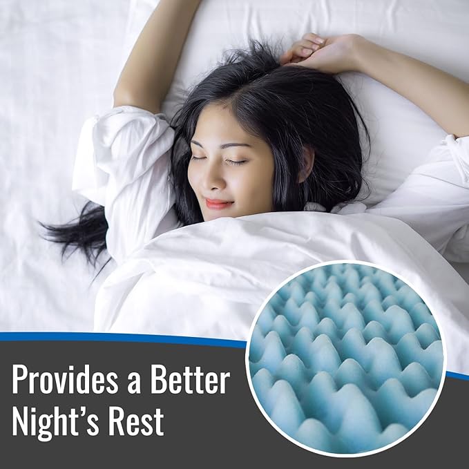 DMI Twin XL Mattress Topper Egg Crate Foam Mattress Topper for Pressure Relief, Weight Distribution & Enhanced Airflow Dorm Bed Mattress Topper 2 Inch - Improved Comfort & Alignment- Blue
