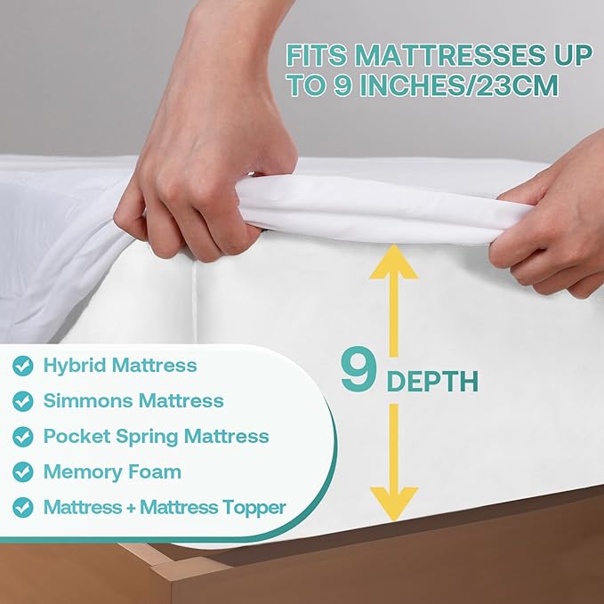 9 Inch Twin XL Mattress Protector 39"x80",Waterproof Mattress Cover with Zipper, Cooling & Thin Design, Ideal for College Dorm Hotels, Single Bed Encasement for Ultimate Protection