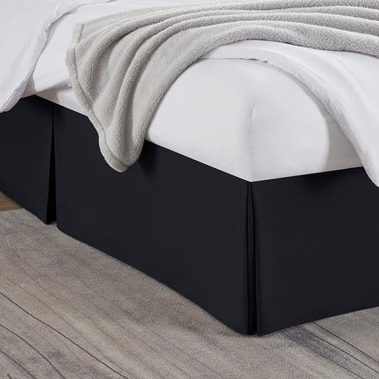 Nestl Black Bed Skirt Queen Size - Queen Bed Skirt 14 Inch Drop - Brushed Microfiber Bed Skirts - Hotel Quality Pleated Bed Skirt - Shrinkage & Fade Resistant