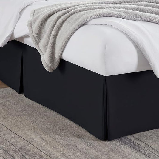 Nestl Black Bed Skirt Cal King Size - Cal King Bed Skirt 14 Inch Drop - Brushed Microfiber Bed Skirts - Hotel Quality Pleated Bed Skirt - Shrinkage & Fade Resistant