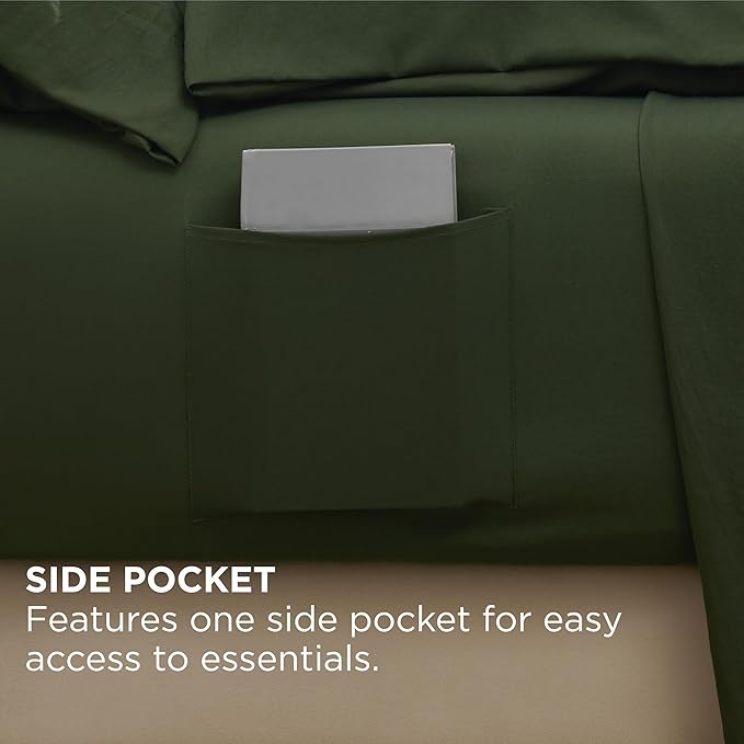 Bedsure Deep Pocket Queen Sheets - 6 Piece, Prewashed Ultra-Soft Queen Sheet Set, Fits Mattresses Up to 18 Inches Thick, Breathable & Secure Fit, Hotel Luxury Bedding, Olive Green