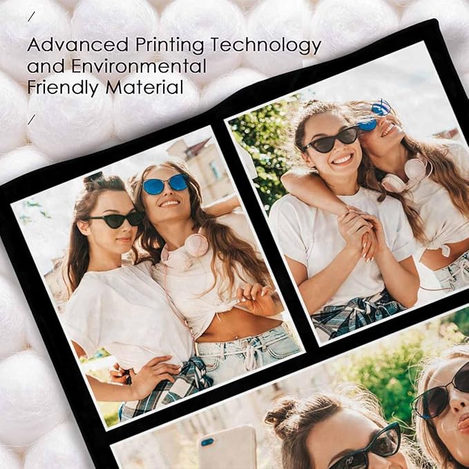Customize Blankets with Photos, 3 Photos Customizable Blanket Personalized Blankets and Throws Best Friend Blanket for Besties BBF Friendship Gifts for Women