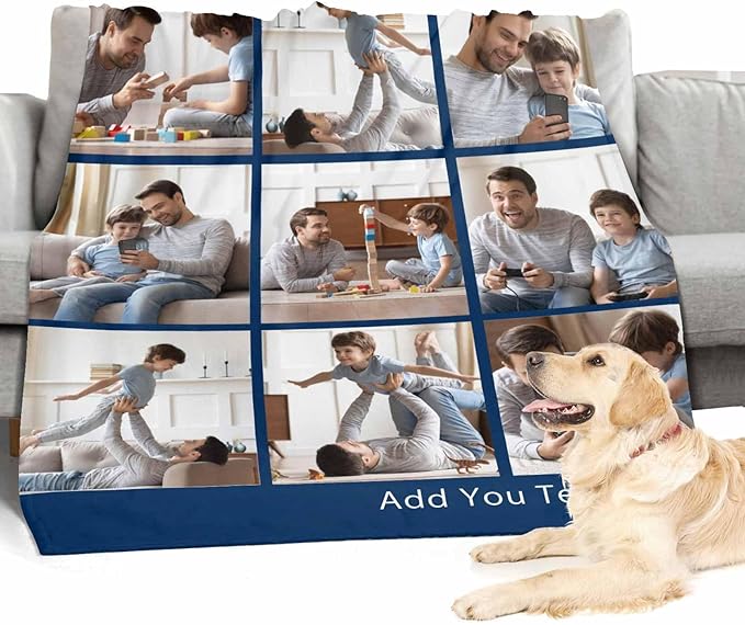 Personalized Blankets and Throws, 9 Photos Custom Photo Blanket Costume Blanket Dad Blanket Best Dad Ever Father's Day Birthday Gifts for Dad, 8 Sizes