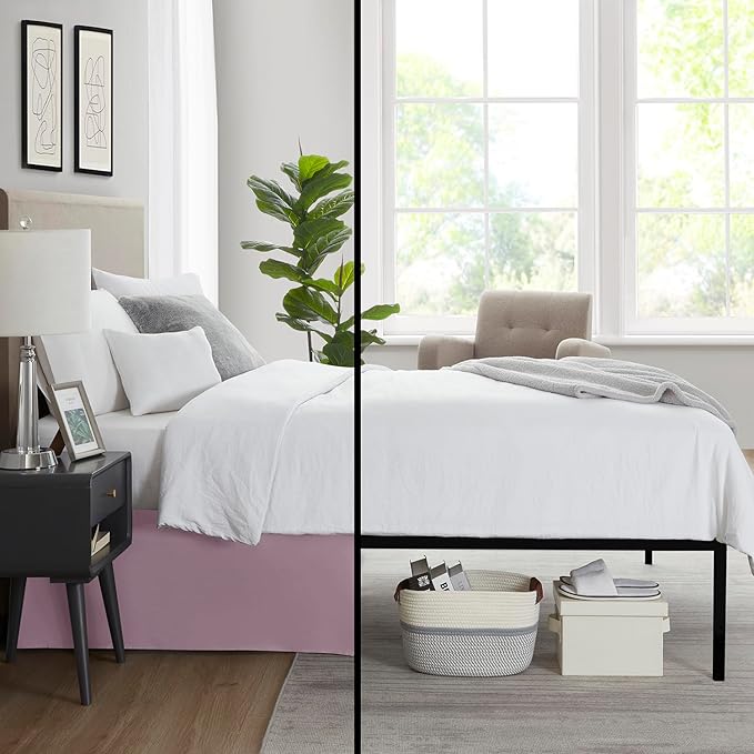 Nestl Dusty Purple Bed Skirt Cal King Size - Cal King Bed Skirt 14 Inch Drop - Brushed Microfiber Bed Skirts - Hotel Quality Pleated Bed Skirt - Shrinkage & Fade Resistant