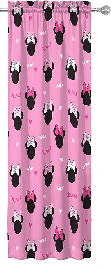 Jay Franco Disney Minnie Mouse Hearts N Love 63" inch Drapes - Beautiful Room Décor & Easy Set Up, Bedding - Curtains Include 2 Tiebacks, 4 Piece Set (Official Disney Product)