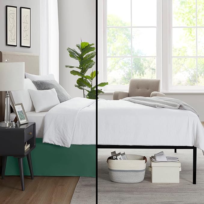 Nestl Hunter Green Full Bed Skirt - Full Size Bed Skirt 14 Inch Drop - Brushed Microfiber Bed Skirts - Hotel Quality Pleated Bed Skirt - Shrinkage & Fade Resistant