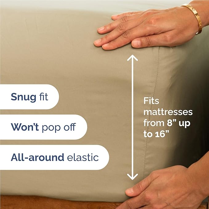Twin XL 4 Piece Sheet Set - Comfy Breathable & Cooling - Ultra Soft Hotel Luxury Bedding Set w/ 8-16 Inch Deep Pockets - 1 Flat & 1 Fitted Sheet & 2 Pillowcases - Wrinkle Free and Easy Care - Beige