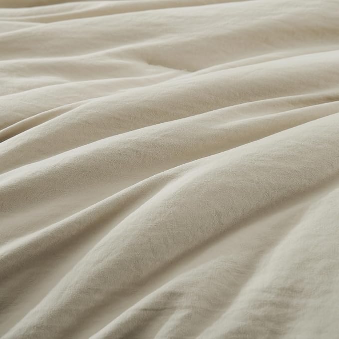 WRENSONGE California King Size Comforter Sets- 7 Pieces Soft Light Oatmeal Bed in a Bag with Fitted Sheet, Flat Sheet, 2 Pillow Shams, 2 Pillowcases, Warm Bedding Sets for All Season