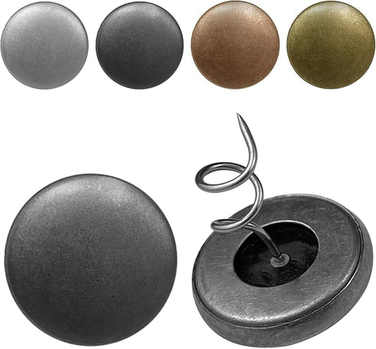 Flax Covered Button Twist Pins - for Bed Skirts Pins,Sofa,Upholstery,Armchair Caddies, Armrest Covers, Slipcovers (16, Copper Dark Gray)