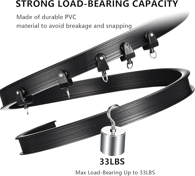 Flexible Bendable Ceiling Curtain Track, 16.4ft (5m) PVC, Metal, Plastic & Stainless Steel, Black, Ceiling Mounted