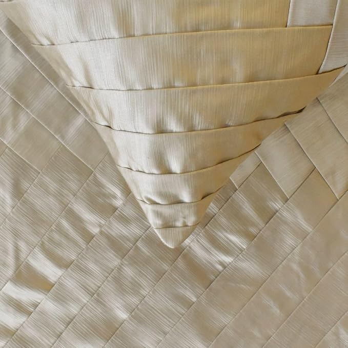 The HomeCentric King/Queen/Twin Ivory Designer Full 68"x18" Bed Runner with Pillow Cover, Pintucks, Textured & Satin Bed Scarf on Satin Fabric - Glazed Satin