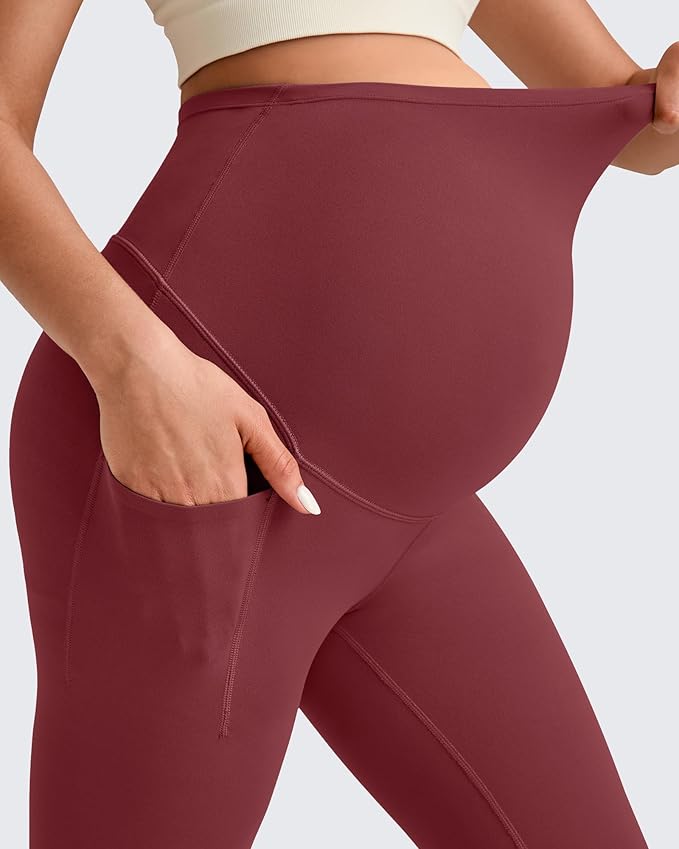 G4Free BareFeel Maternity Leggings with Pockets Over The Belly Stretchy Workout Yoga Pregnancy Pants