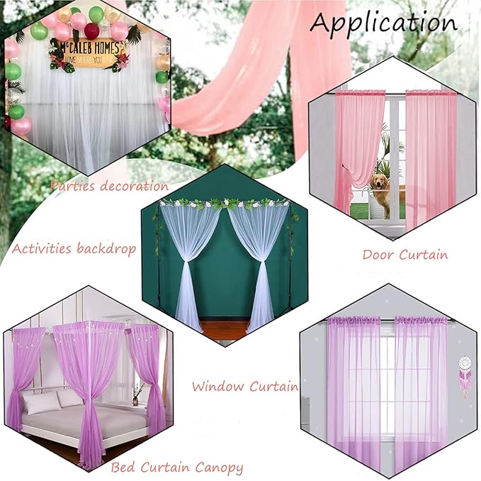 Akiky Canopy Bed Curtains 8 Panel Bed Curtains Drapes for Full Queen Size Bed Sheer Canopy Bed Drapes with Lights(Khaki)