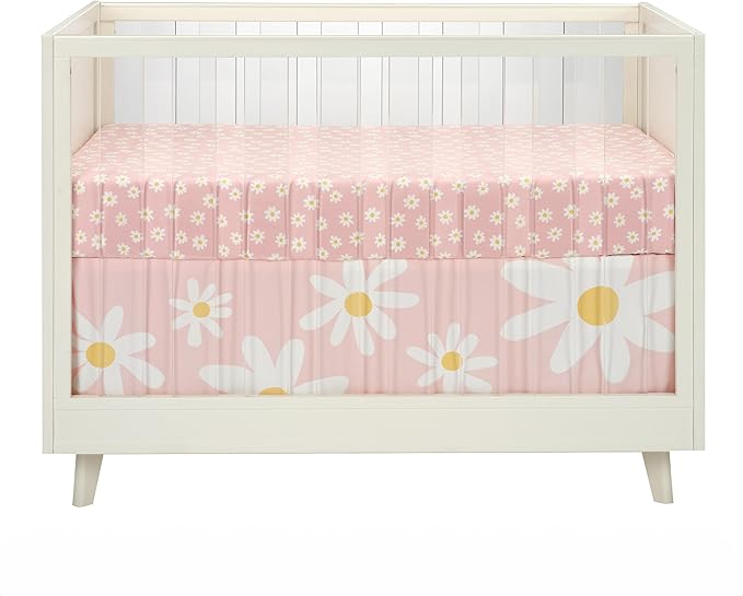 Lambs & Ivy Daisy Dreams 3-Piece Crib Bedding Set - Pink, White, Modern, Garden