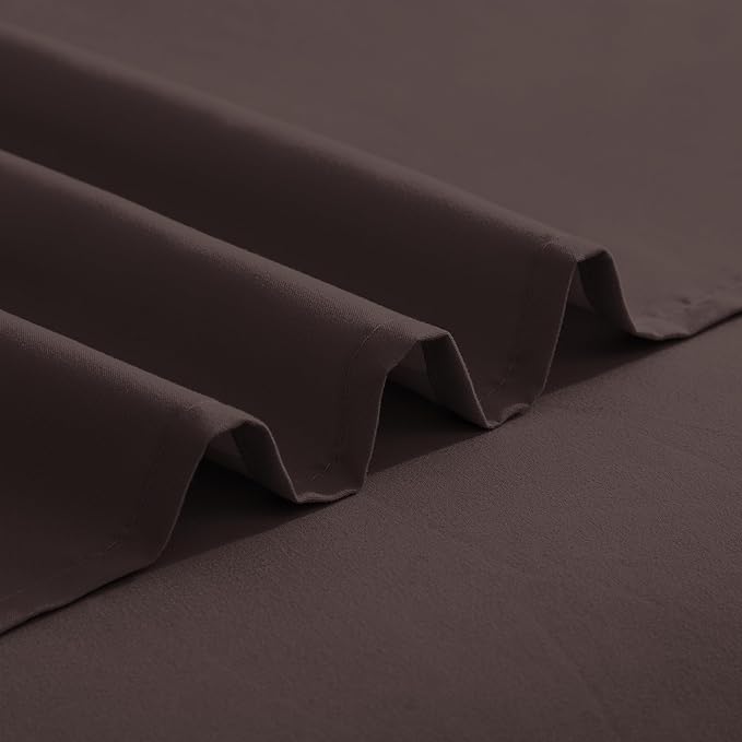 Elegant Comfort Luxurious 1500 Premium Hotel Quality Microfiber Three Line Embroidered Softest 4-Piece Bed Sheet Set, Wrinkle and Fade Resistant, RV Short Queen, Brown