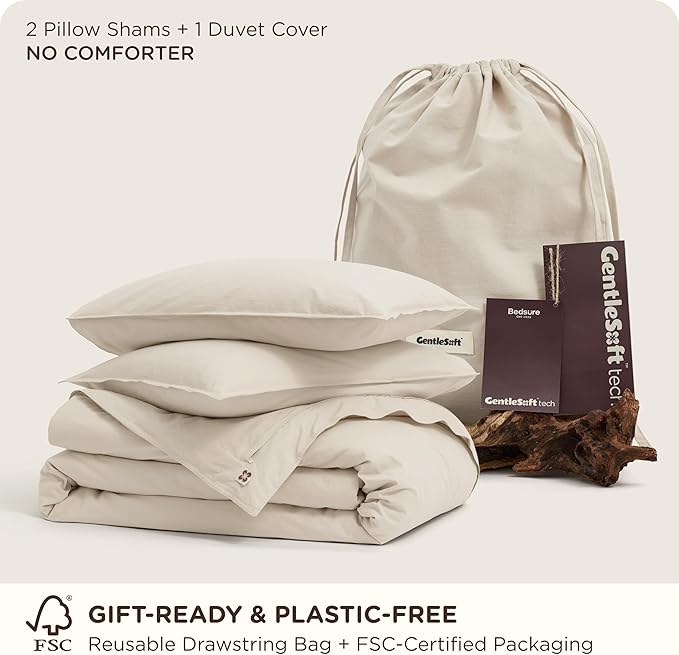 Bedsure Cotton Duvet Cover King - Luxury Slub Weave 100% Cotton Duvet Cover with a Linen Like Textured, Easy Change Durable Bedding, Ivory, 104" x 90"