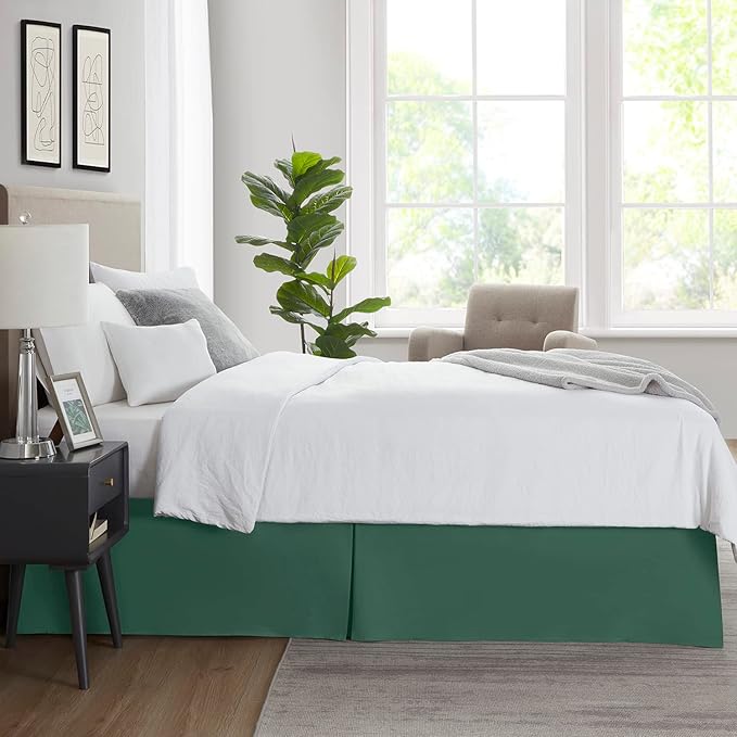 Nestl Hunter Green Twin XL Bed Skirt - Twin XL Size Bed Skirt 14 Inch Drop - Brushed Microfiber Bed Skirts - Hotel Quality Pleated Bed Skirt - Shrinkage & Fade Resistant