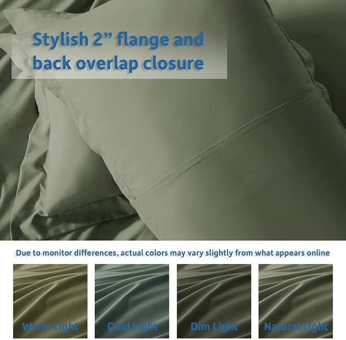 Nestl Olive Green Duvet Cover Queen Size - Soft Double Brushed Queen Duvet Cover Set, 3 Piece, with Button Closure, 1 Duvet Cover 90x90 inches and 2 Pillow Shams