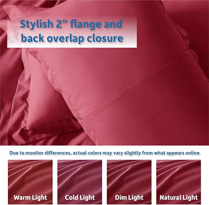 Nestl Burgundy Red California King Duvet Cover Sets - Soft Double Brushed Cal King Duvet Cover, 3 Piece, with Button Closure, 1 Duvet Cover 104x98 inches and 2 Pillow Shams