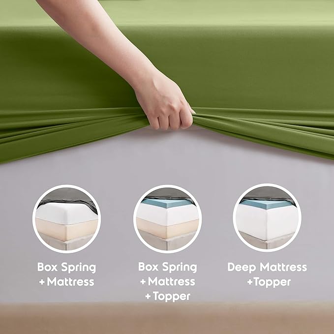 Nestl Queen Sheet Set - Luxury 1800 Ultra-Soft Microfiber Bed Sheets - Double Brushed - Deep Pockets - Easy Fit - 4 Piece Set - Bedding Sheets & Pillowcases (Queen, Calla Green)