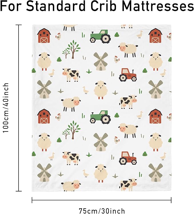 Baby Blanket for Boys and Girls - Soft Nursery Minky Blankets for Newborn,Brown Toned Farm,30 x 40 Inch (Micro Minky)