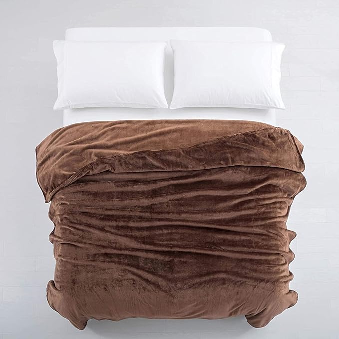 MOONLIGHT20015 Fleece Bed Blanket Queen Size 90x90 inches - 400GSM Anti-Static Lightweight Super Soft Fluffy Fuzzy Plush Blankets Cozy Microfiber Blankets for Couch, Bed, Sofa (Queen, Coffee)