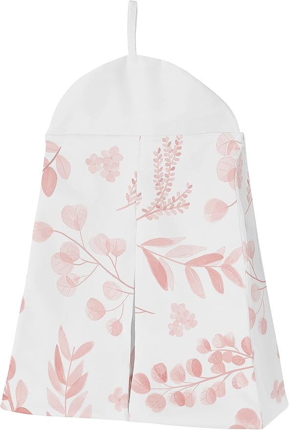 Sweet Jojo Designs Blush Pink and White Floral Leaf Baby Girl Nursery Crib Bedding Set Boho Chic Bohemian Watercolor Botanical Flower Woodland Tropical Garden Leaves Pastel Light Pink Nature Bloom 4pc