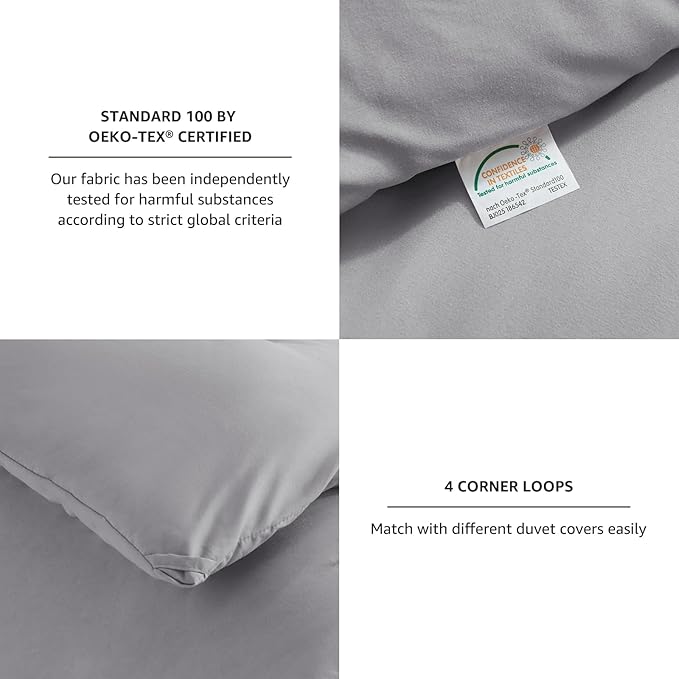 CozyLux Queen Comforter Set Grey, 3 Pieces Solid Gray Queen Comforter Breathable Quilted Bedding Sets, Luxury Soft Bed Set with Down Alternative Comforter for All Season (1 Comforter & 2 Pillowcases)