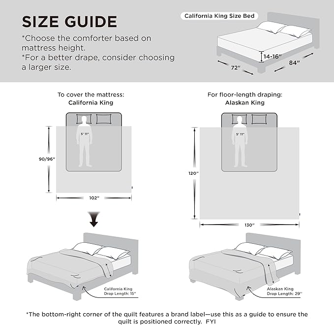 Bedsure Comforter Duvet Insert - Quilted Comforters Cal King Size, All Season Duvet, GentleSoft Down Alternative Bedding, with 8 Tabs, Gifts for Women/Men, White,Alaskan King 130x120 Inches