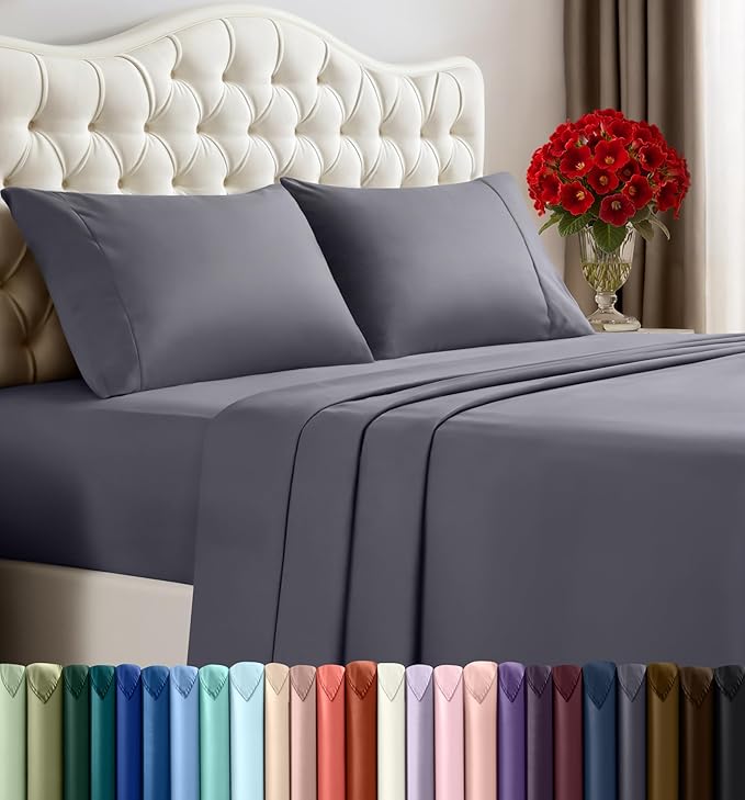 Utopia Bedding Full Sheet Set – 4 Piece Bed Sheets for Full Size Bed, Soft and Breathable Microfiber, Includes 1 Fitted Sheet, 1 Flat Sheet and 2 Pillowcases (Grey)