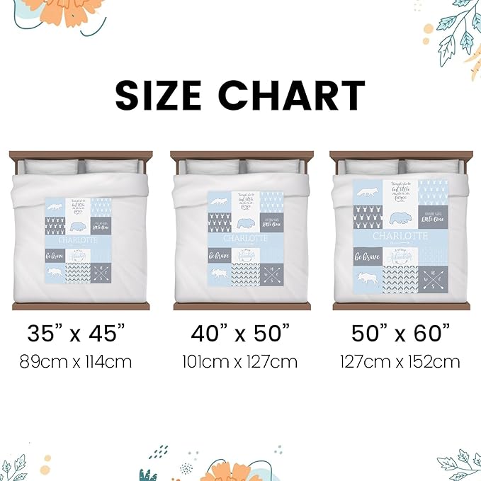 Personalized Baby Blanket Cute Animal Blanket for Girls - Soft Double Layer with Dotted Backing, Toddler to Newborn, Shower Gifts, Light Blue (35 X 45 inches)