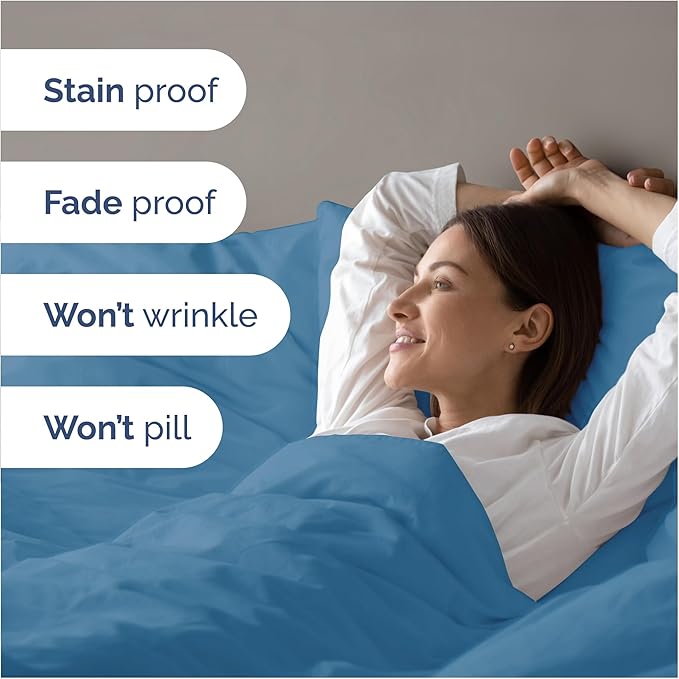 Duvet Cover Cal King Size - Extra Soft Cal King Size Duvet Cover - Lightweight, Breathable & Cozy - Easy Care with Zipper Closures & Ties - 104" x 98" Inches - (Denim Blue) Comforter Not Included