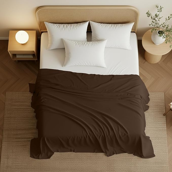 Utopia Bedding Flat Sheet - Soft Brushed Microfiber Fabric - Shrinkage & Fade Resistant Top Sheet - Easy Care - 1 Flat Sheet Only (King, Brown)