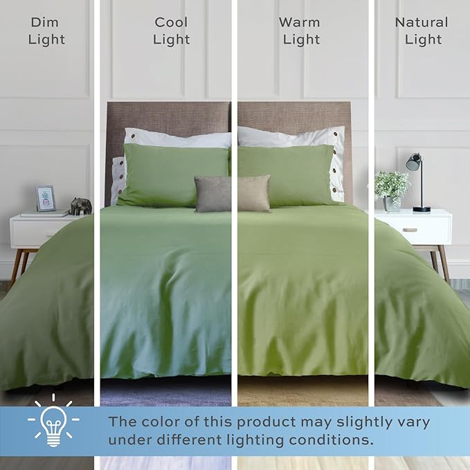 White Classic Sage Green Duvet Cover King Size, Microfiber Duvet Cover with Zipper, Duvet Cover Set with 2 Pillow Shams, Luxury Soft Comforter Cover King Size, 104 x 90 | Comforter Not Included