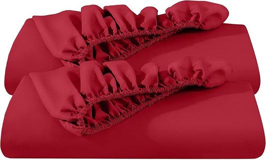 Bare Home 2 King Fitted Premium Bed Sheets (2-Pack) - Ultra-Soft, Hypoallergenic, 15" Deep Pocket, 78" x 80" (King - 2 Pack, Red)